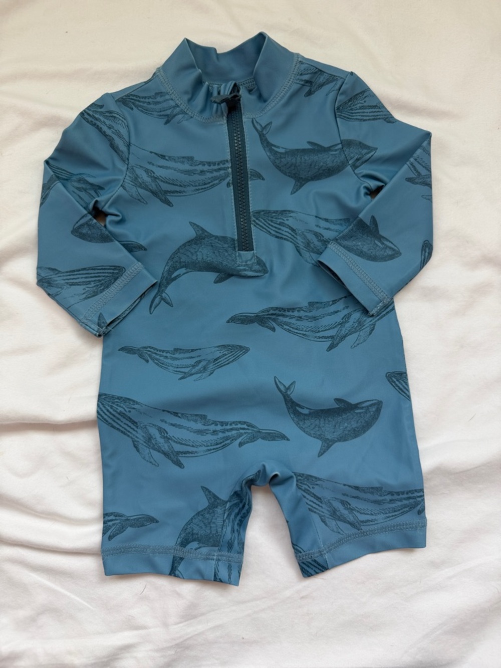 Baby Blue Whale Print Sun Protection Rashguard